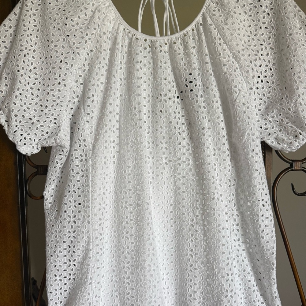 NWT J Crew White Eyelet Women Top